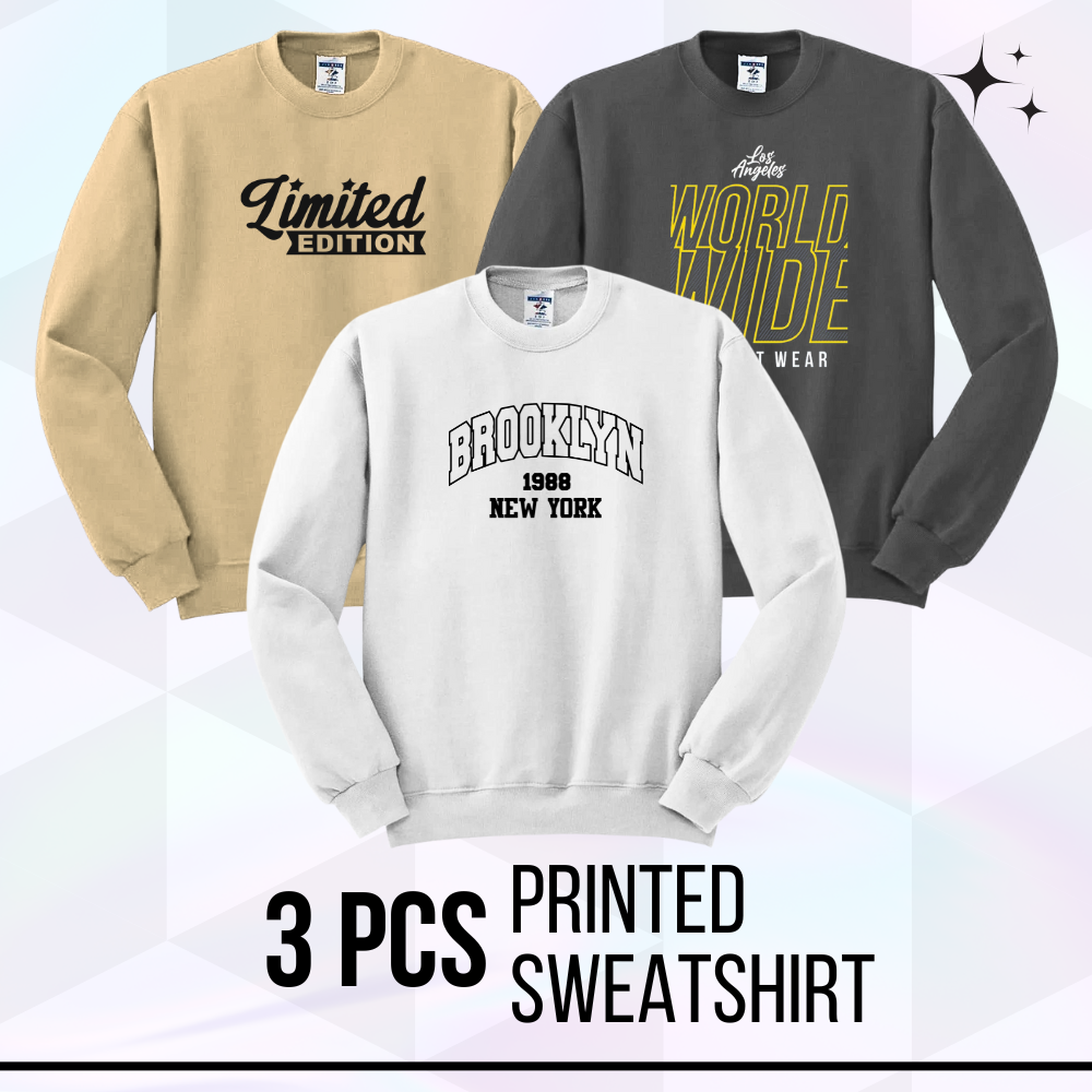 3 Pcs Printed SweatShirt For Winter 1014