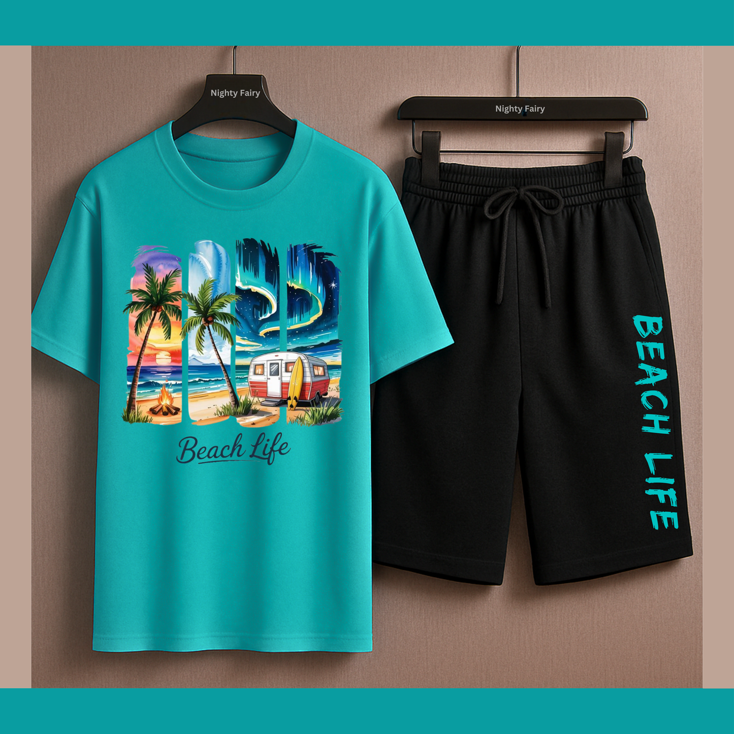 Beach Life Co-Ord Set T-Shirt With Short (1322)