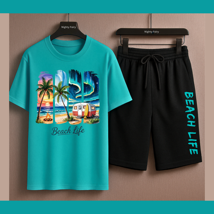 Beach Life Co-Ord Set T-Shirt With Short (1322)
