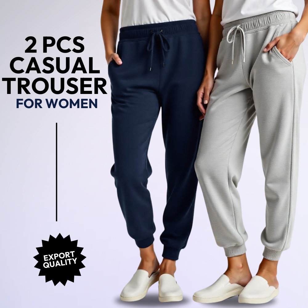 2 Pcs Casual Trouser For Women (1150) (Export LeftOver)