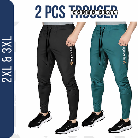 2 Pcs Sports Trouser Printed With Zip Pocket