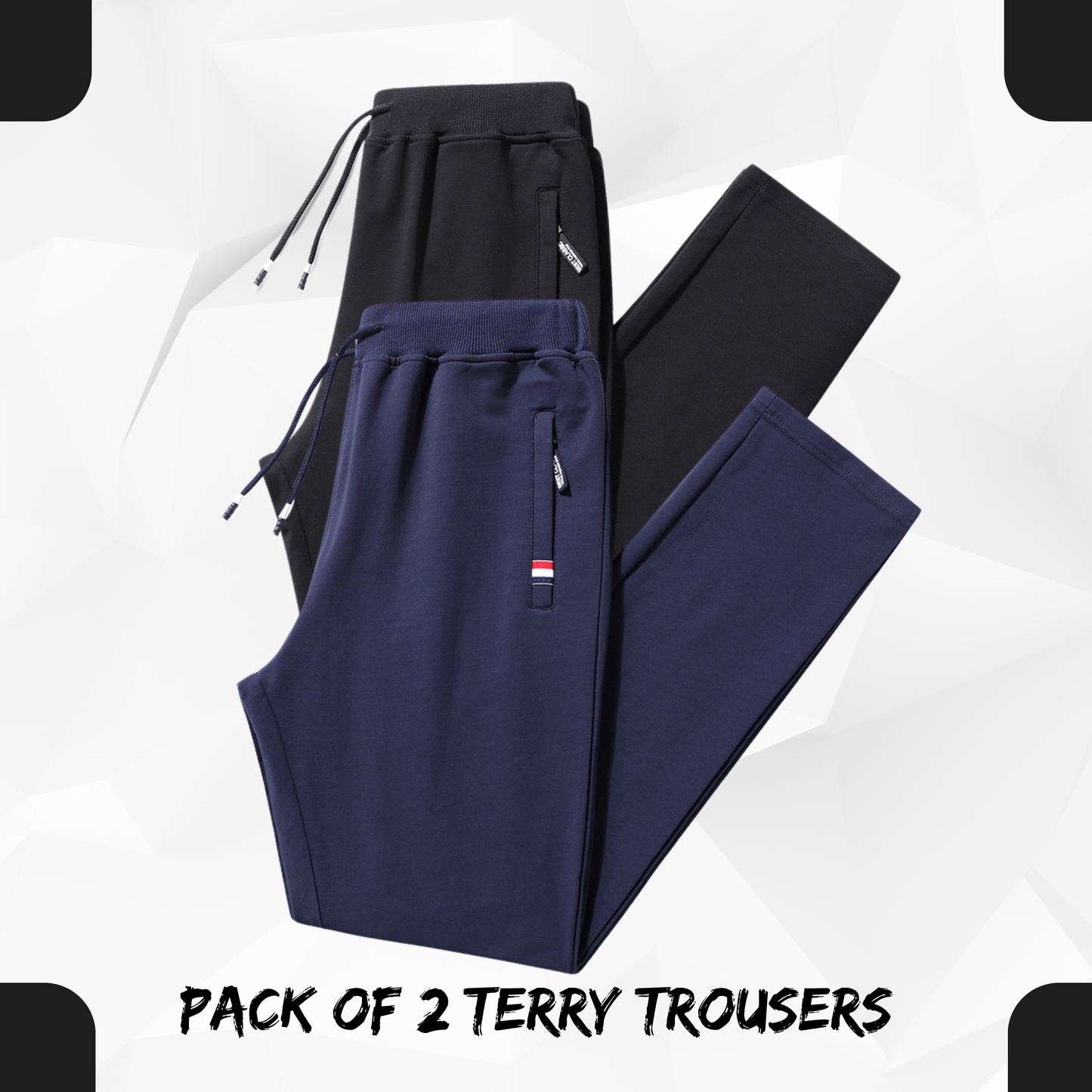 2 Pcs Zipper Trouser With Zip Pocket French Terry