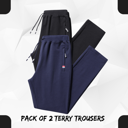 2 Pcs Zipper Trouser With Zip Pocket French Terry