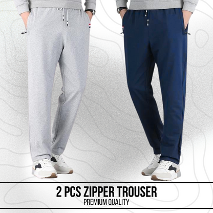 2 Pcs Cotton Zip Pocket Trouser