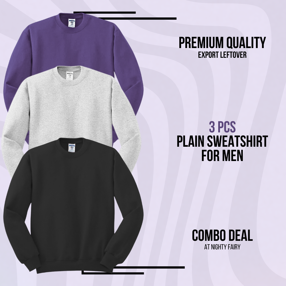 3 Pcs Plain SweatShirt For Winter (1073)