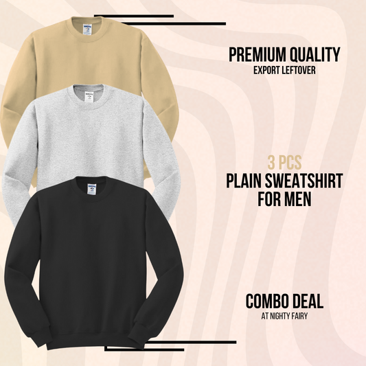 3 Pcs Plain SweatShirt For Winter (1074)