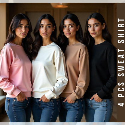 4 Pcs Premium SweatShirt Women For Winter (1130)