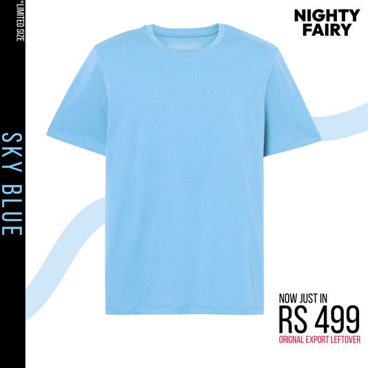 Export Leftover Sky Blue T-Shirt for Men (1302)