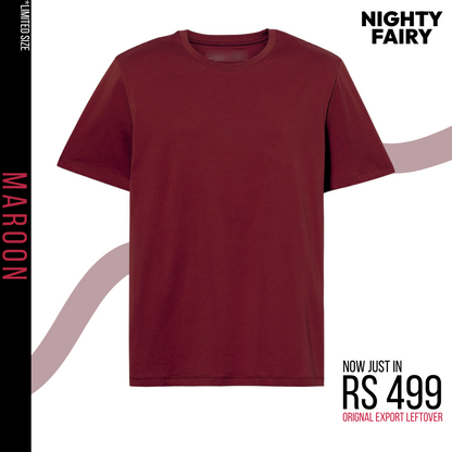 Export Leftover Maroon T-Shirt for Men (1300)