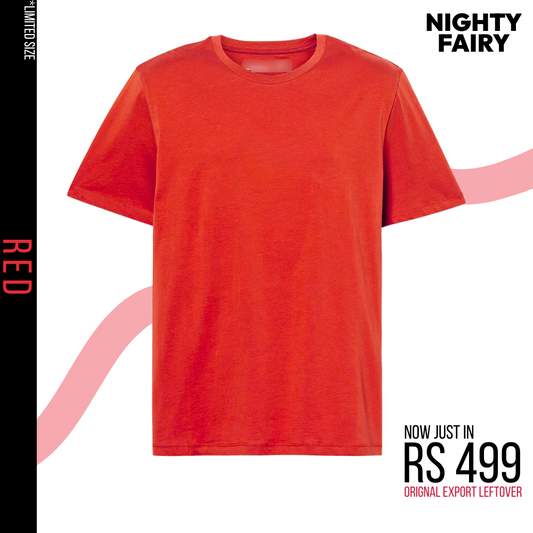 Export Leftover Red T-Shirt for Men (1298)
