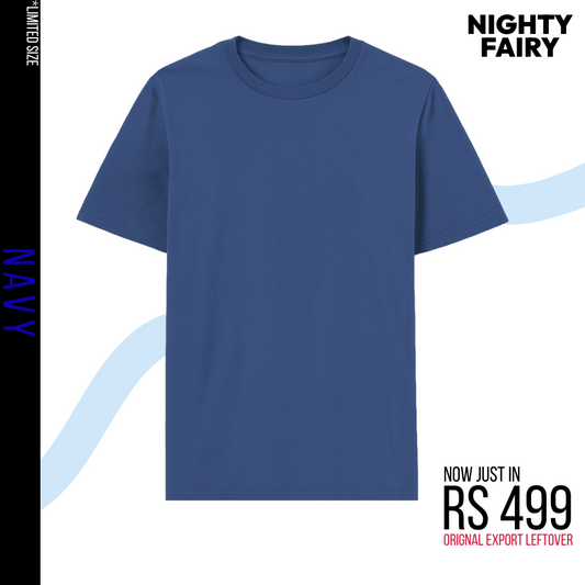 Export Leftover Navy Blue T-Shirt for Men (1294)