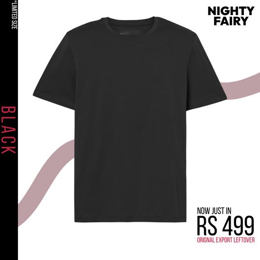 Export Leftover Black T-Shirt for Men (1290)