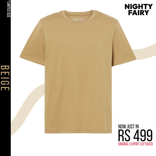 Export Leftover Beige T-Shirt for Men (1299)
