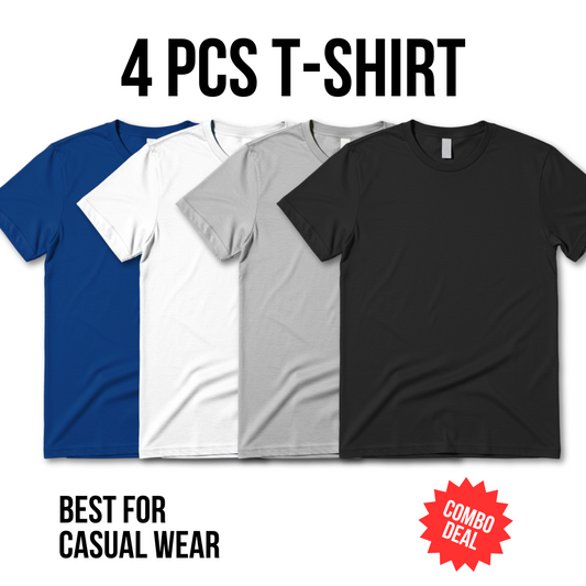Men's Basic Crew Neck T-Shirts for Summer 2024 - Black, Navy, Grey, White - Nightyfairy Pakistan

4-Pack Casual Solid Color Tees - Soft Cotton Men's T-Shirts - Budget-Friendly Essentials

Black, Navy, Grey, White Crew Neck T-Shirts - Dense Fabric for Daily Wear - Unisex Style

Keywords: Men's t-shirts, Pakistan, budget-friendly, Summer 2024, cotton crew neck, solid color tees, premium fabric, casual wear.