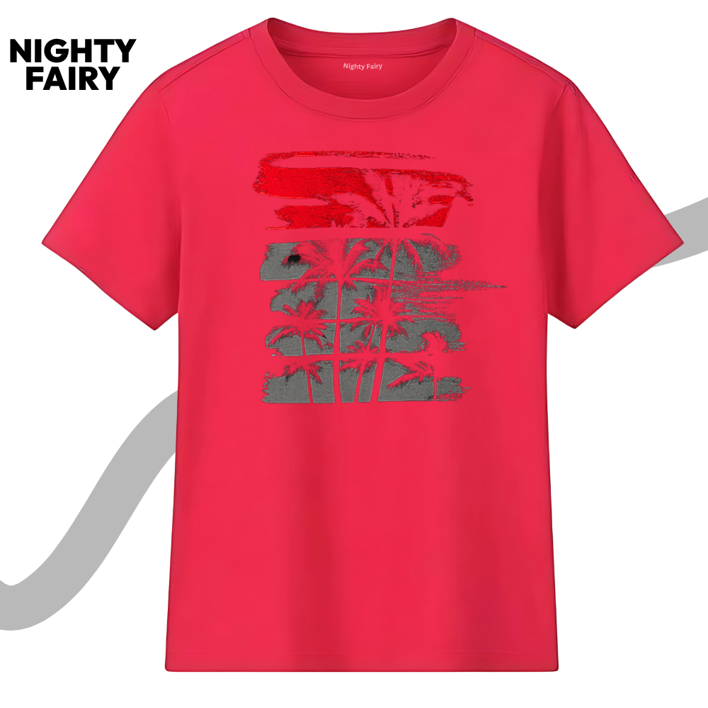 Export Leftover Red Printed T-Shirt for Men (1354)