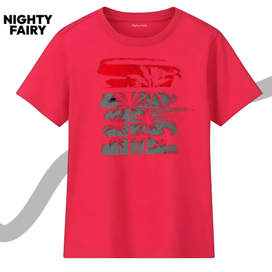 Export Leftover Red Printed T-Shirt for Men (1354)