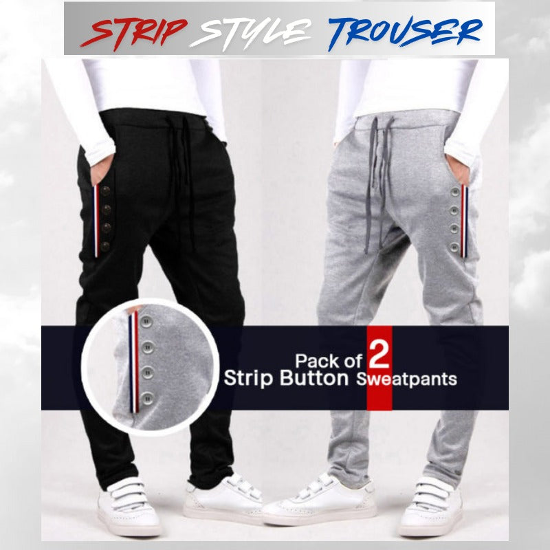 2 Piece Strip Button Sweatpants