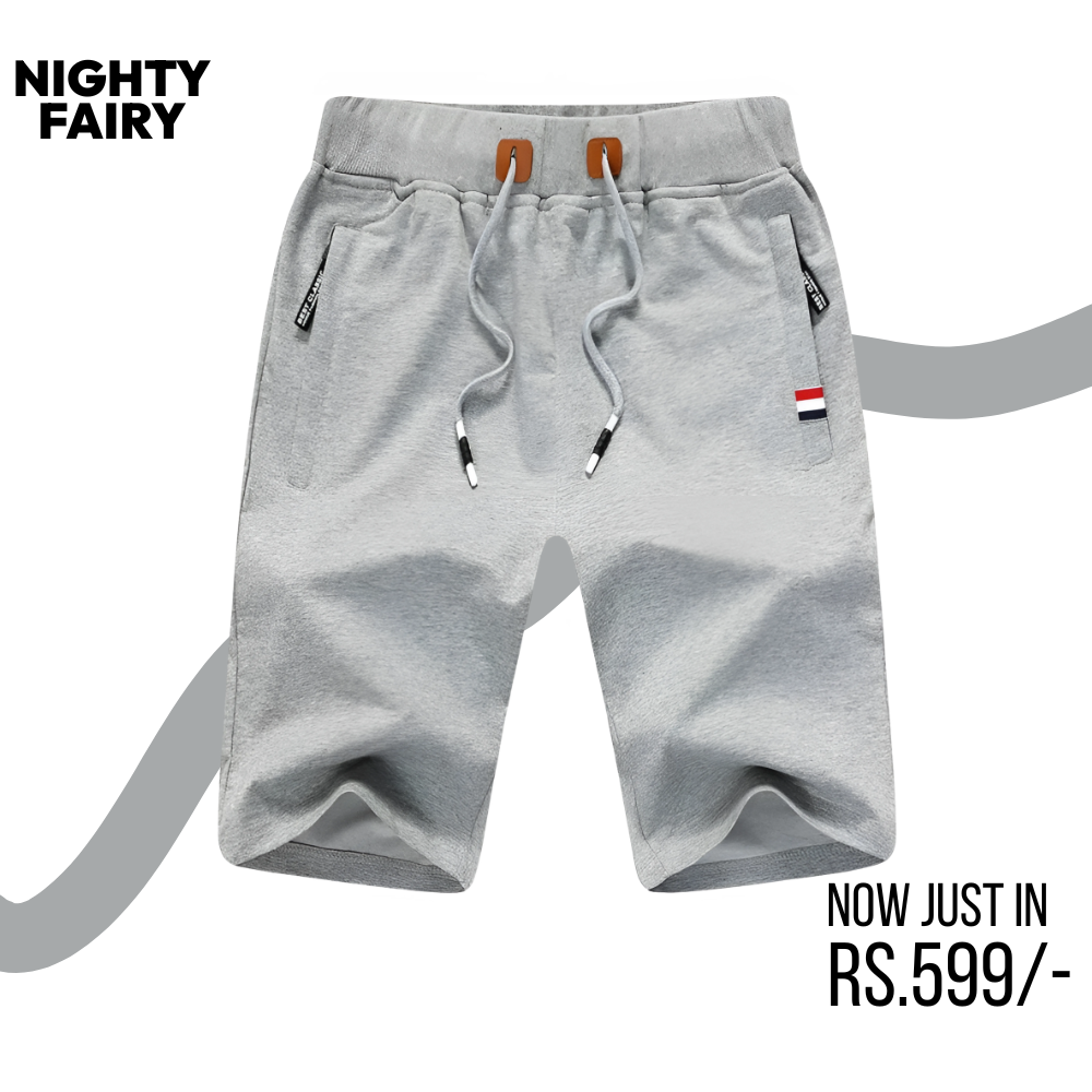 Grey Jersey Zipper Shorts for Men (1335)