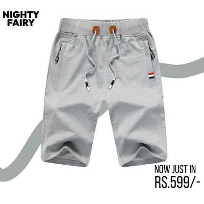 Grey Jersey Zipper Shorts for Men (1335)
