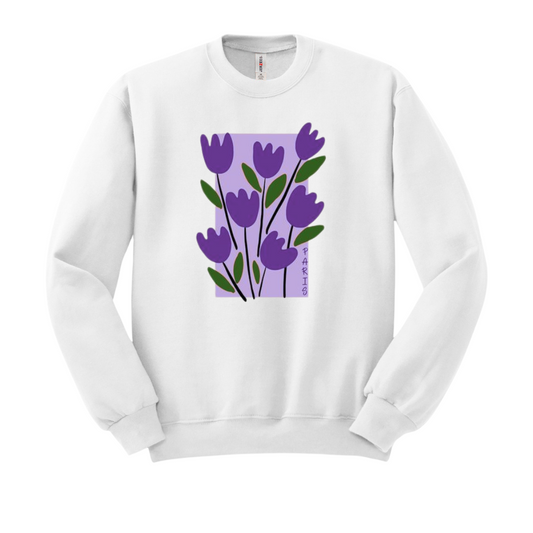 Puple Flower Sweatshirt White (Only Medium Size) (2021)